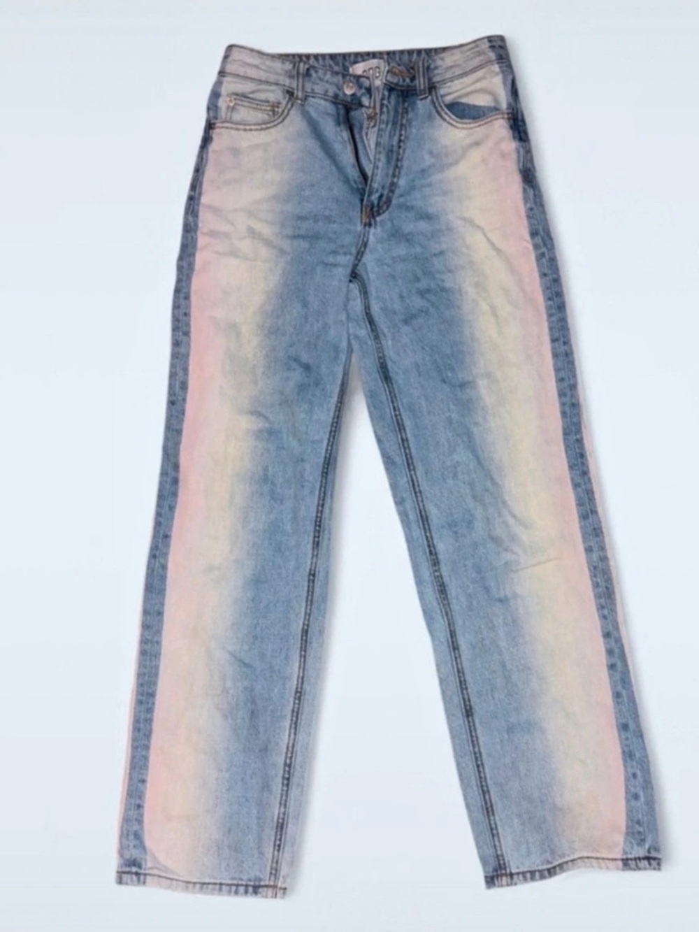 BDG High-Rise Baggy Jeans Straight Leg Jeans Blue & Pink Waist 25